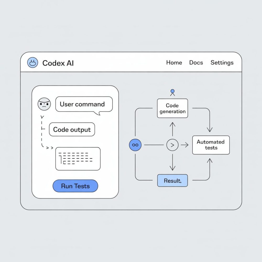 Codex AI workflow, automate development tasks, AI writing and testing code, cloud coding assistant